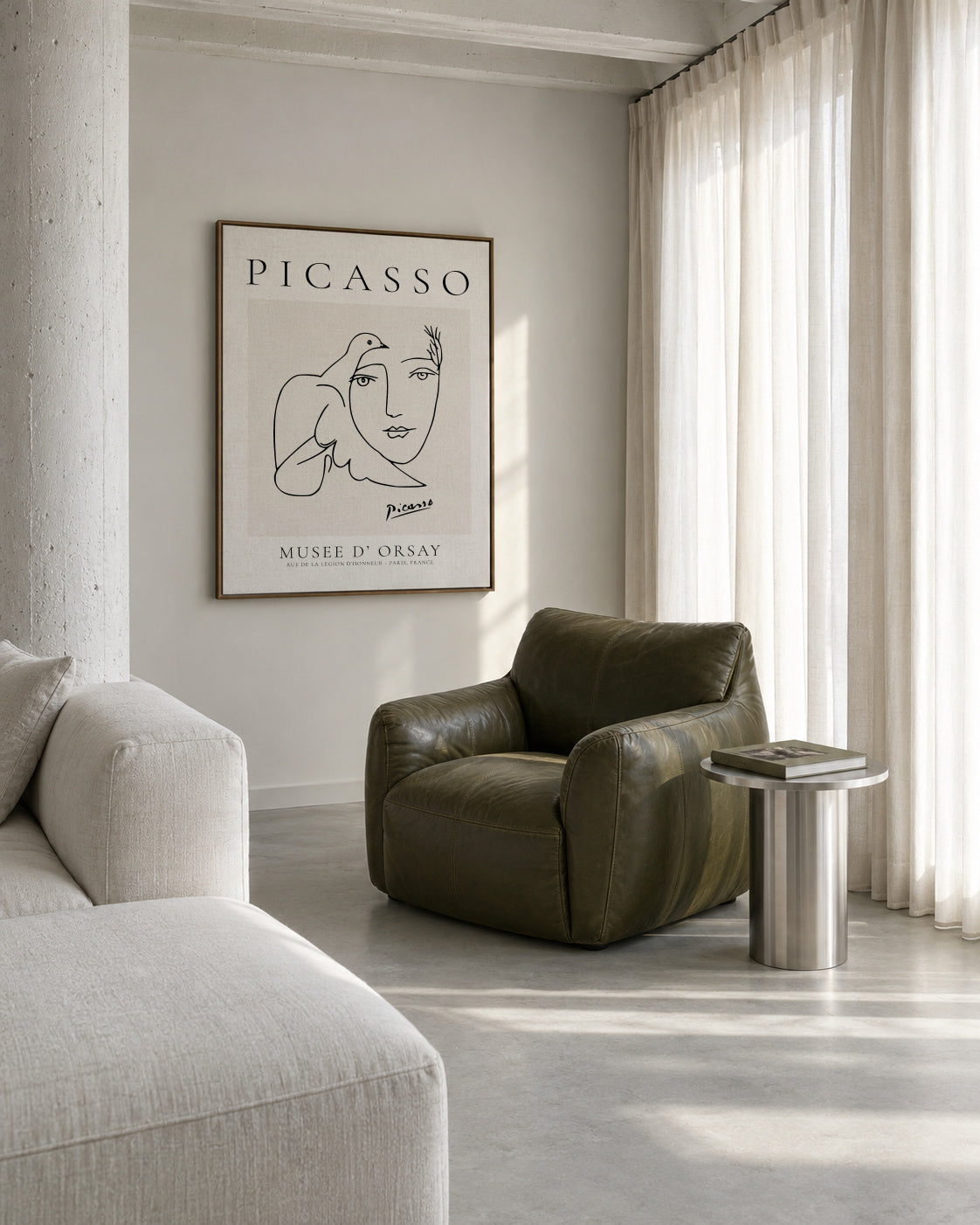 Pablo Picasso Dove Peace Women - Framed canvas in an interior