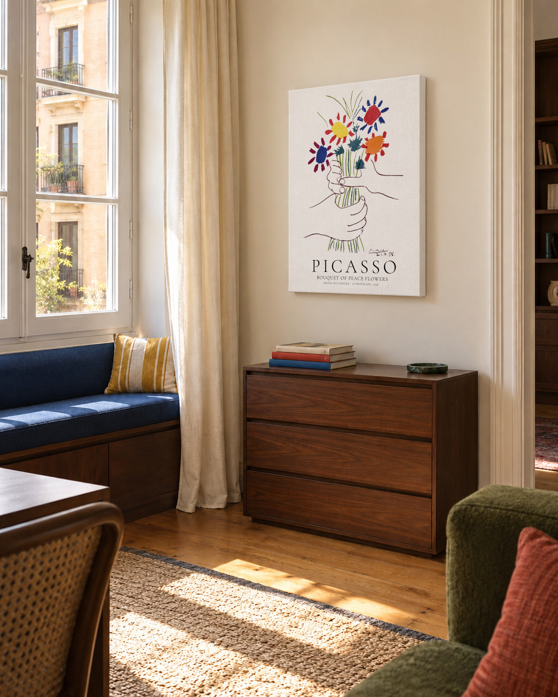 Pablo Picasso Bouquet Of Peace - Unframed canvas in an interior