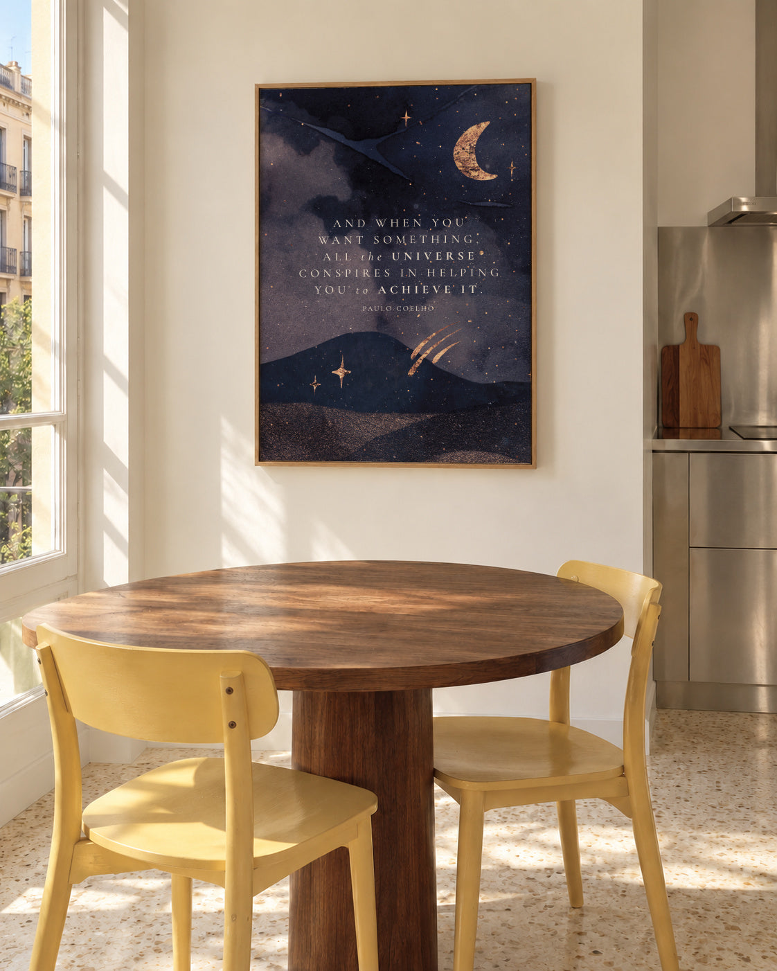 Paulo Coelho Universe Quote - Framed canvas in an interior