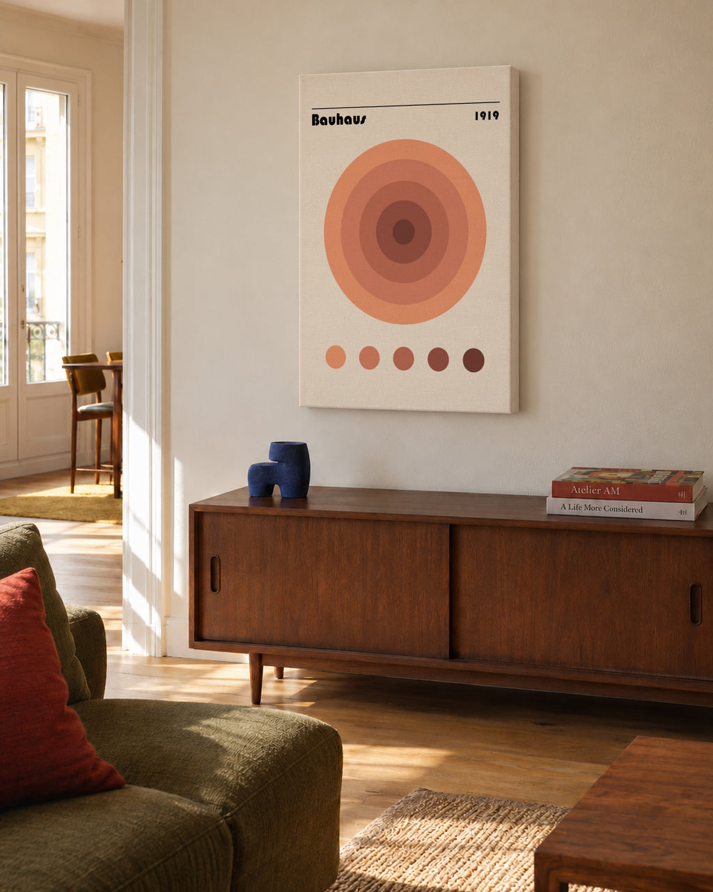 Bauhaus circles - Unframed canvas in an interior