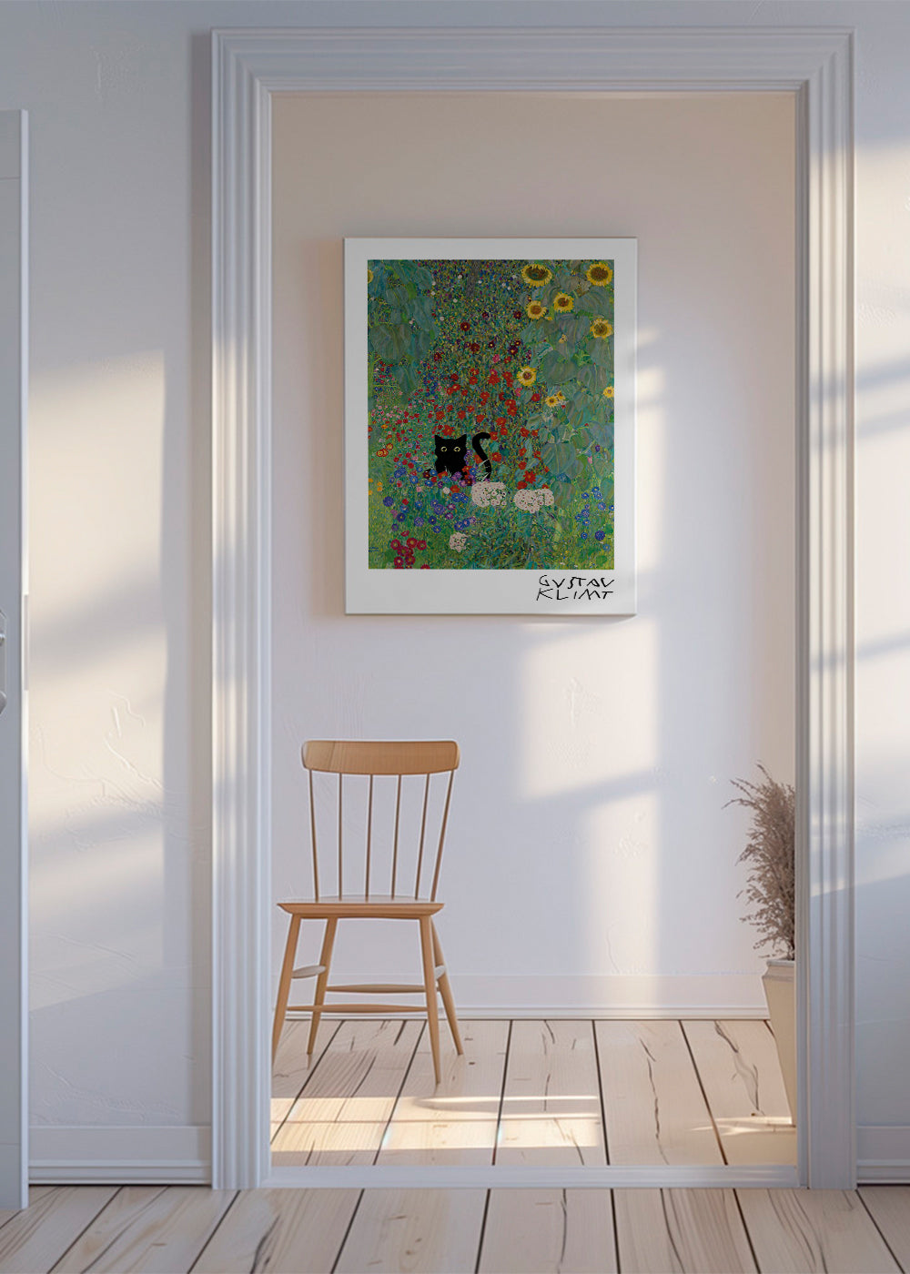 Gustav Klimt Garden Cat Print