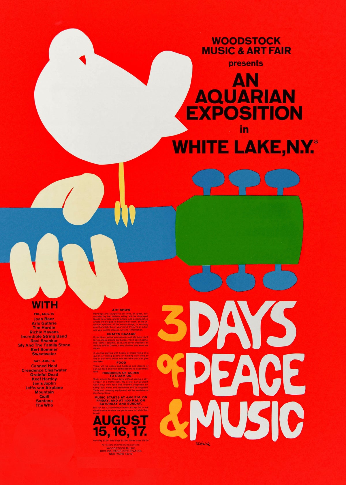 Woodstock 1969 Poster - 3 days of peace & music - Unframed art print