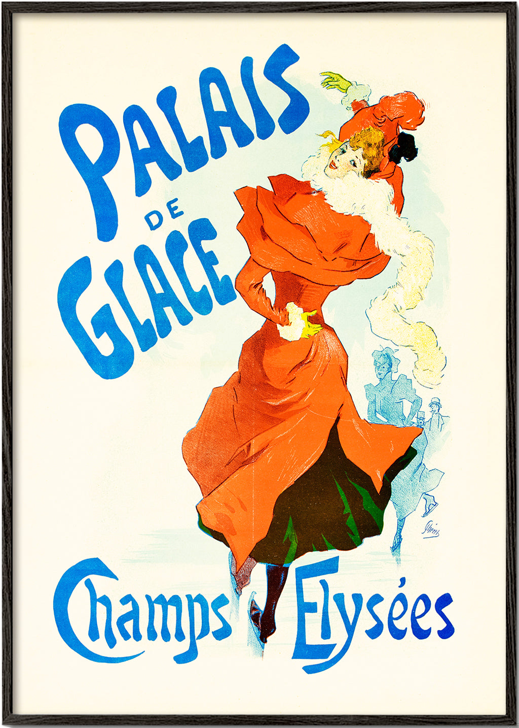 Vintage print Palais de Glace schaatsster in rood