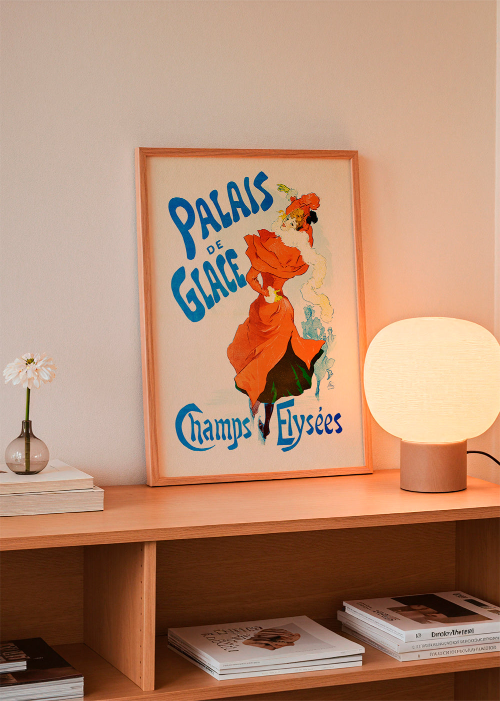 Vintage print Palais de Glace schaatsster in rood