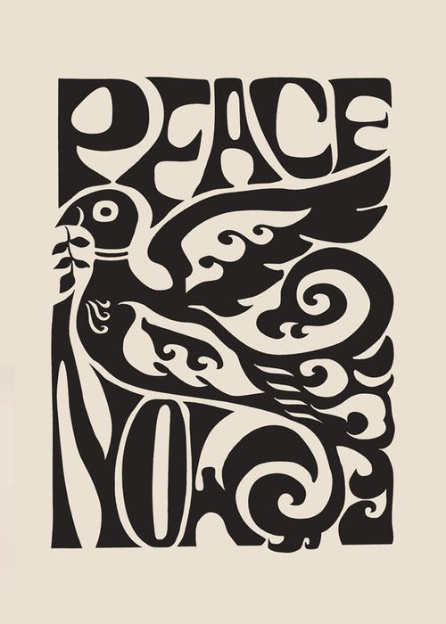 Vintage poster Duif en jaren 70 typografie