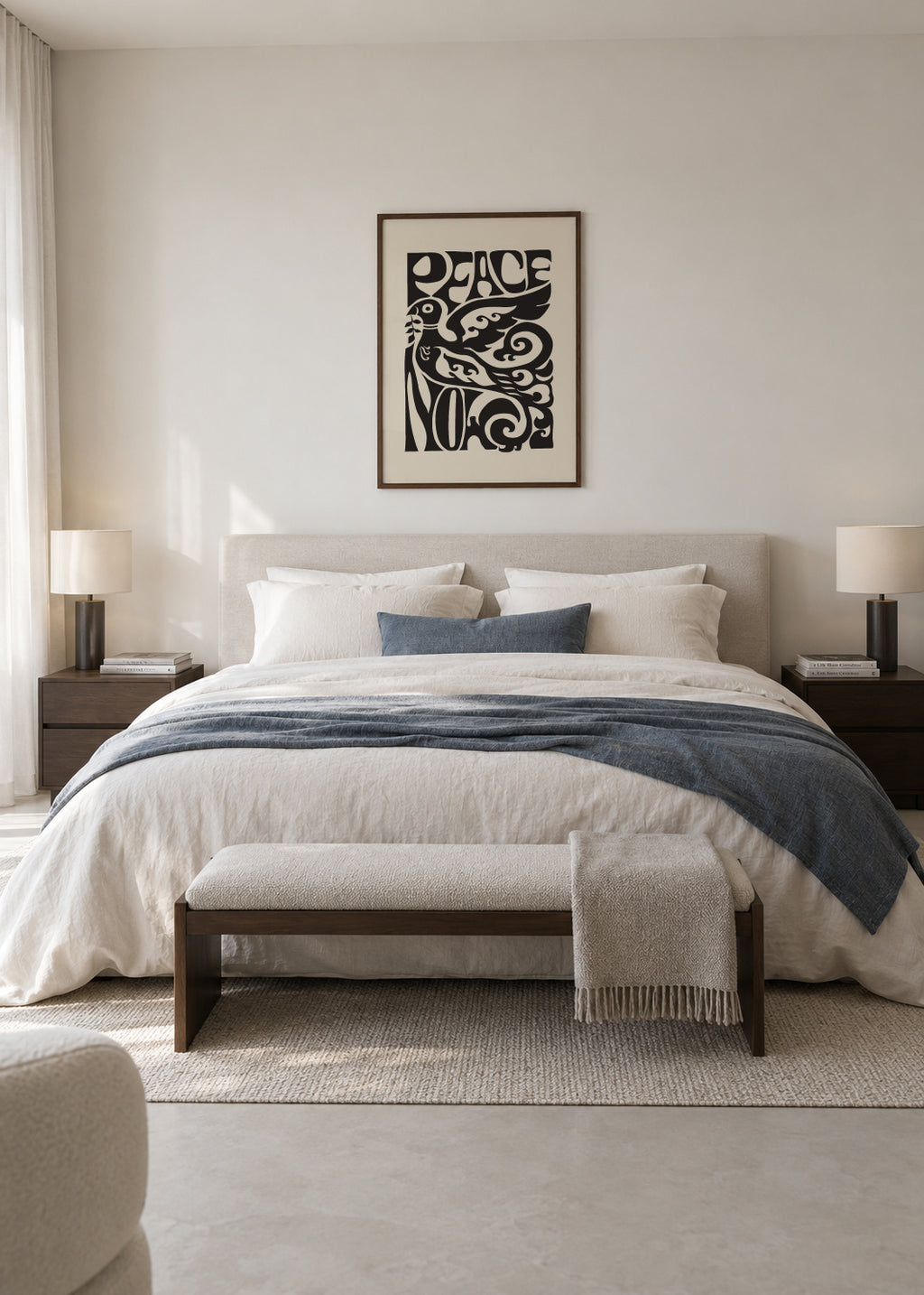 Peace Now poster, 1970 - Framed poster in an interior