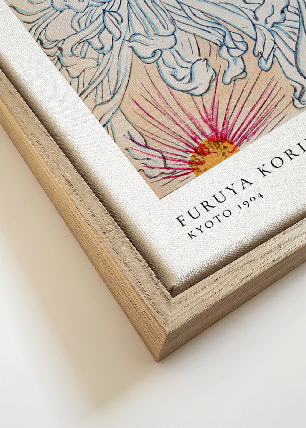 Japanse botanische print met blauwe chrysant