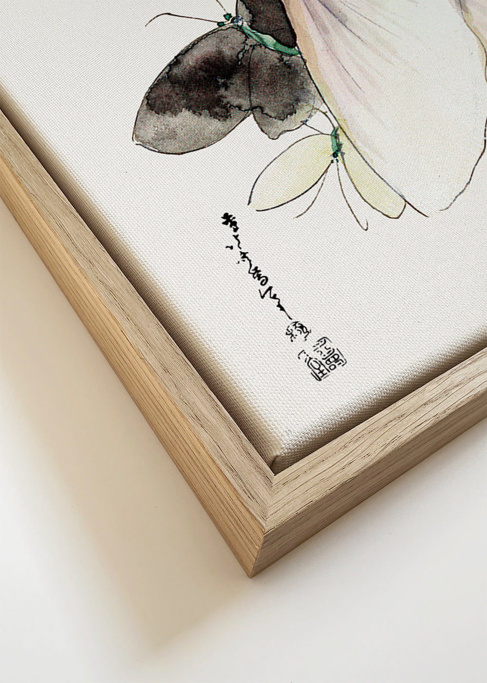 Hokusai vlinders illustratie in inkt en aquarel
