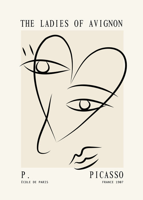 Line art geïnspireerd op The Ladies of Avignon