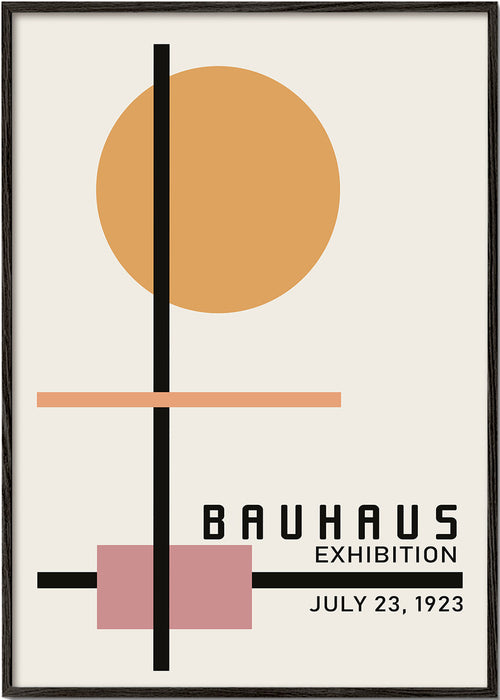 Geometrisch Bauhaus-poster met cirkelzonne en assen