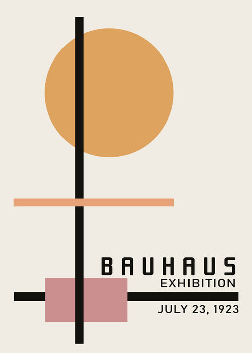 Geometrisch Bauhaus-poster met cirkelzonne en assen