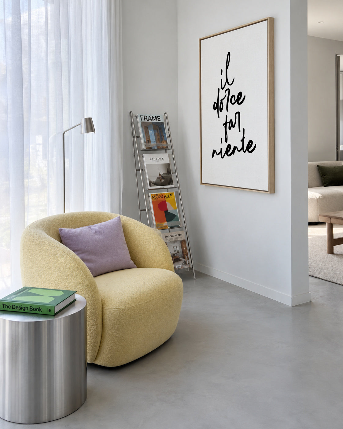 Il dolce far niente Poster - Framed canvas in an interior