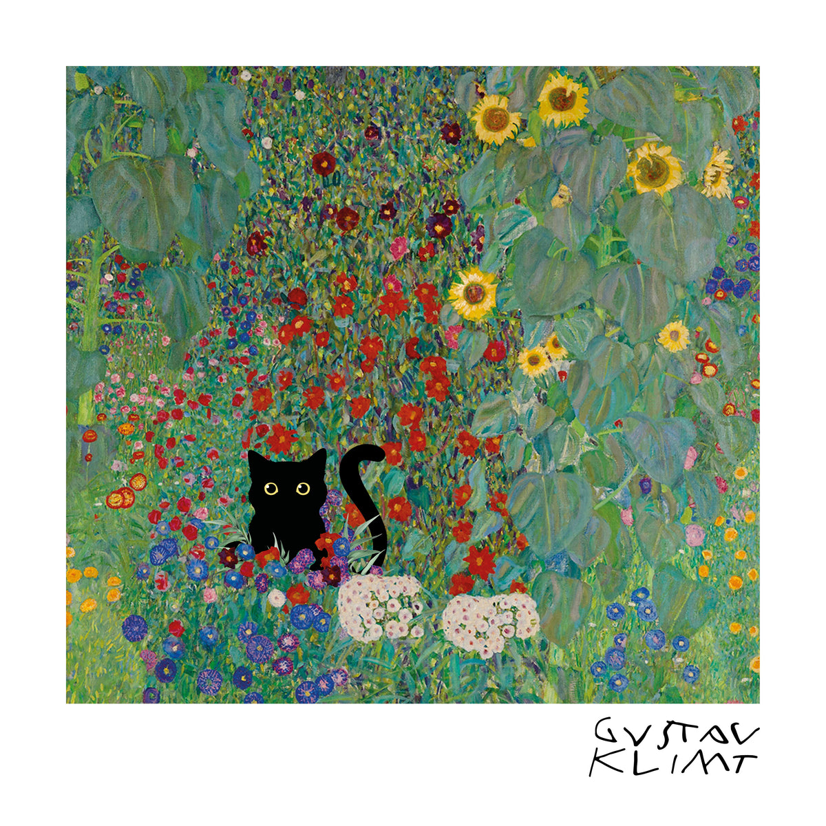 Gustav Klimt Garden Cat Print - Square - Unframed art print