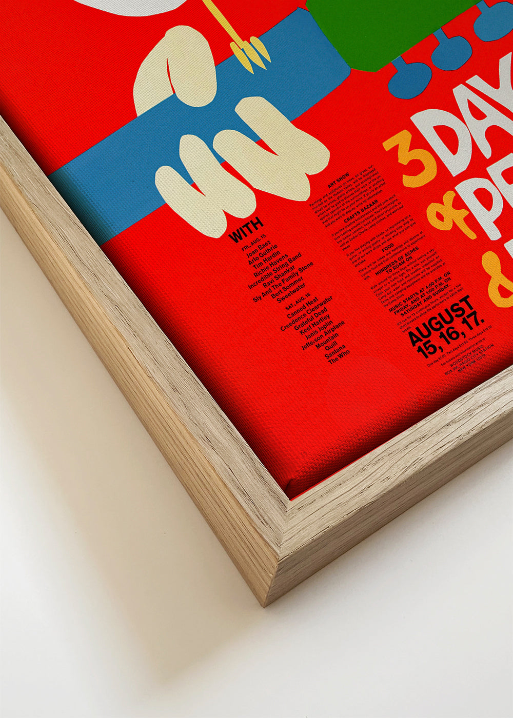 Vintage poster Woodstock 1969 opvallend ontwerp