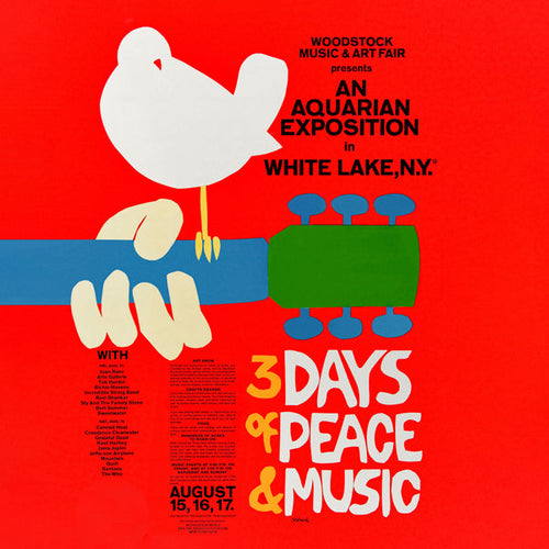 Vintage poster Woodstock 1969 opvallend ontwerp