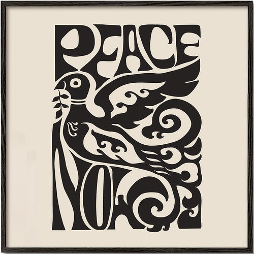 Vintage poster met typografische duif 'Peace Now'