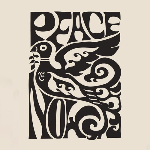 Vintage poster met typografische duif 'Peace Now'