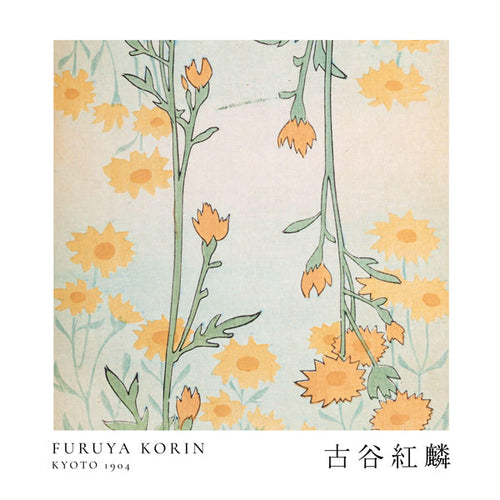 Botanische print Korin: gestileerde Japanse bloemen