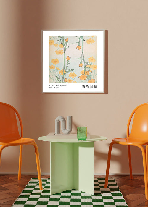 Botanische print Korin: gestileerde Japanse bloemen