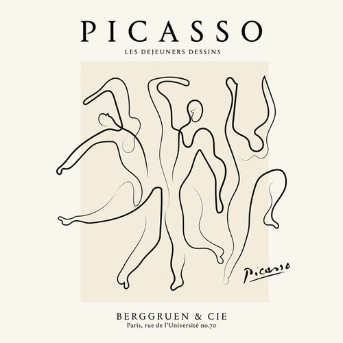Illustratie van dansende figuren met éénlijnig gebaar