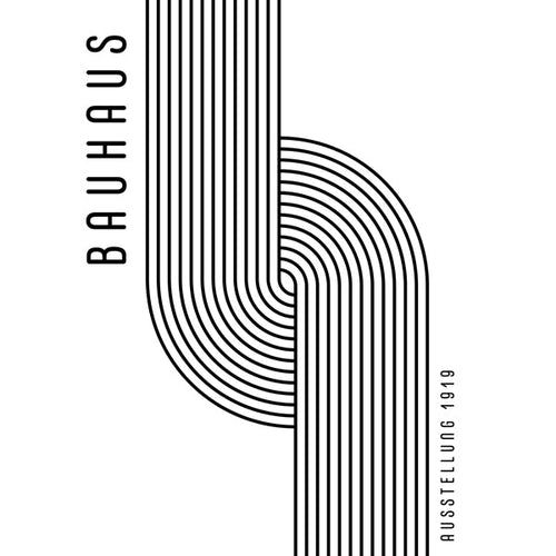 Geometrisch poster Bauhaus gebogen lijnen