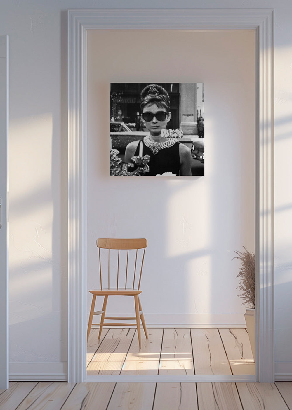 Audrey Hepburn in Breakfast at Tiffany vintage photograph. - Square