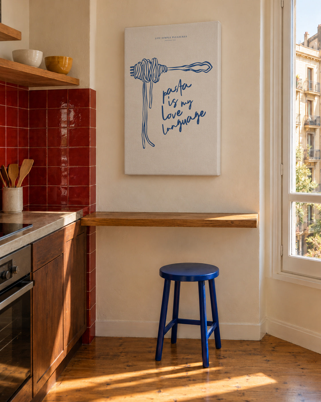 Life Simple simple pleasures - Pasta is my love Language - Unframed canvas in an interior