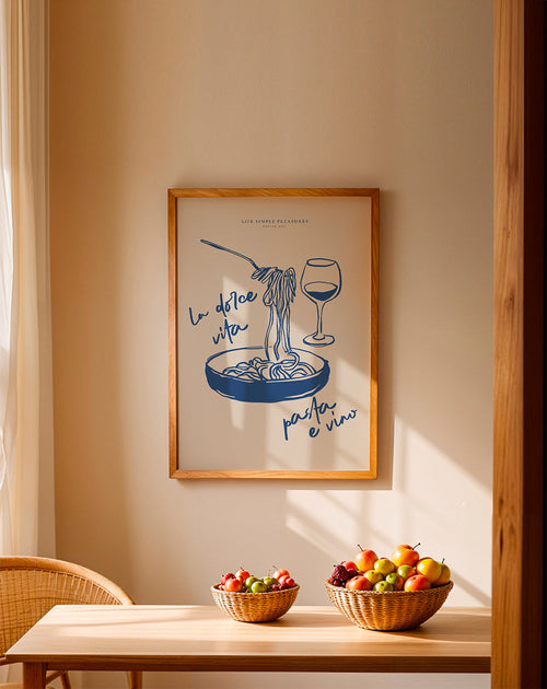 Keuken kunst La Dolce Vita pasta en wijn