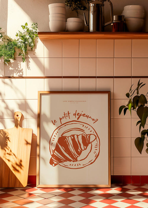 Keuken kunst croissant illustratie terracotta