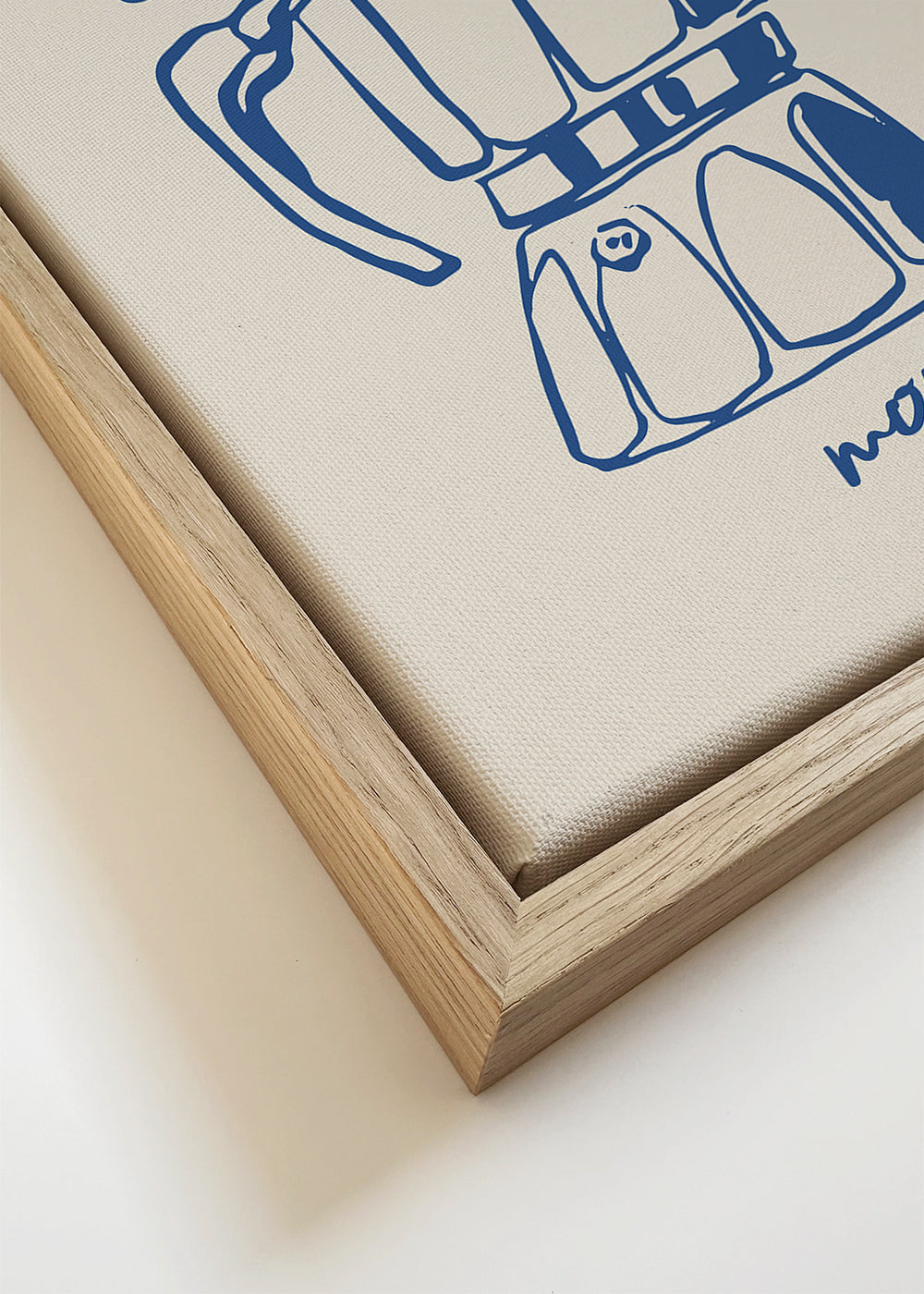 Keuken kunst moka blauw met handschrift