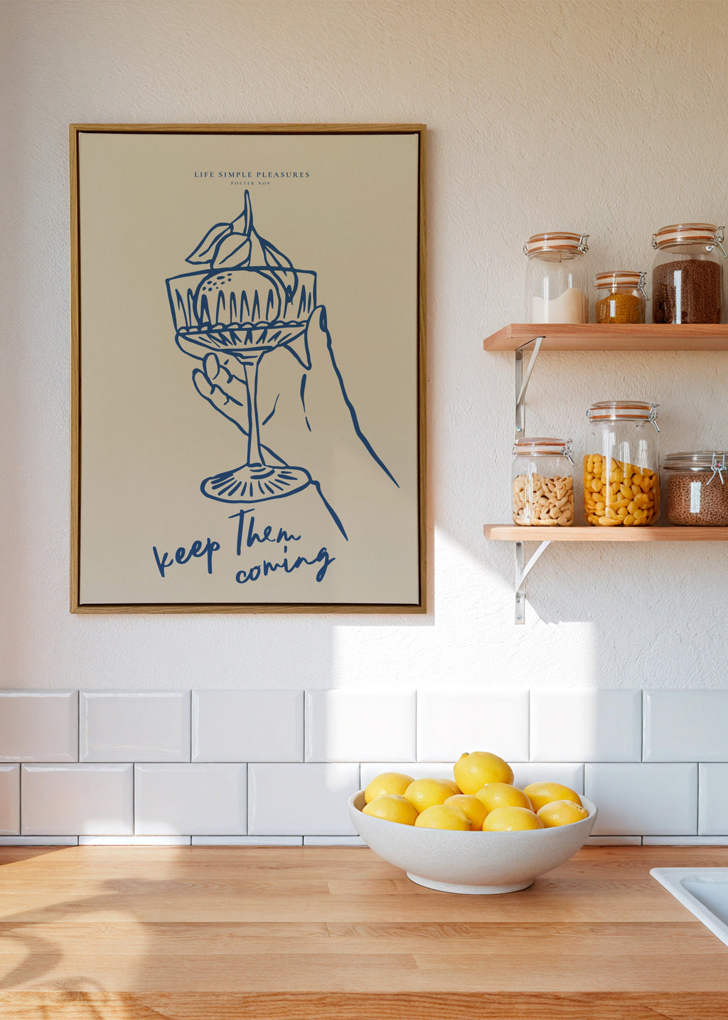 Life Simple simple pleasures - Cocktails - Framed canvas in an interior