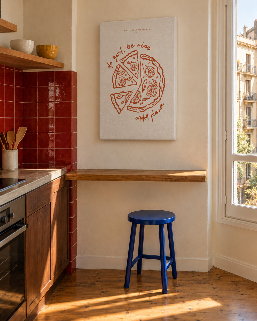 Life Simple simple pleasures - Pizza - Unframed canvas in an interior