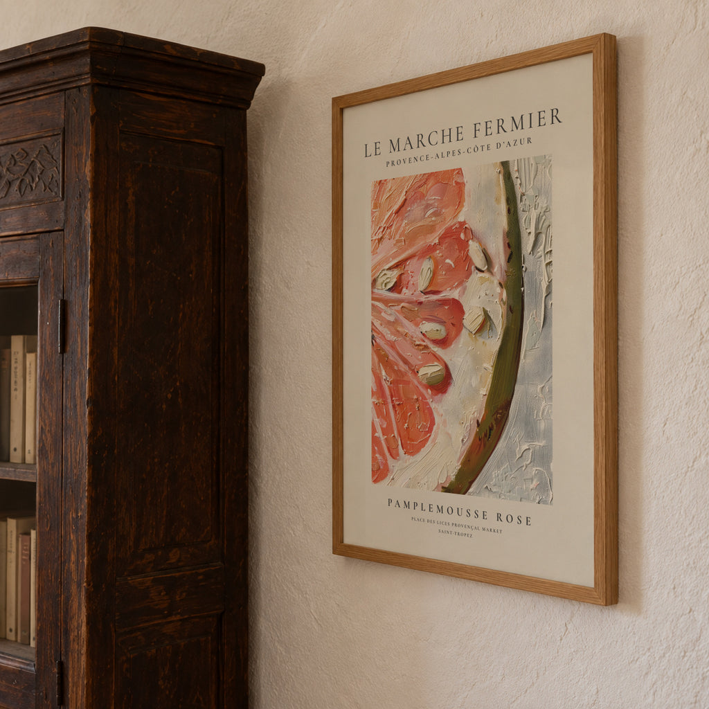 Le marche fermier - PAMPLEMOUSSE ROSE - Framed poster detail