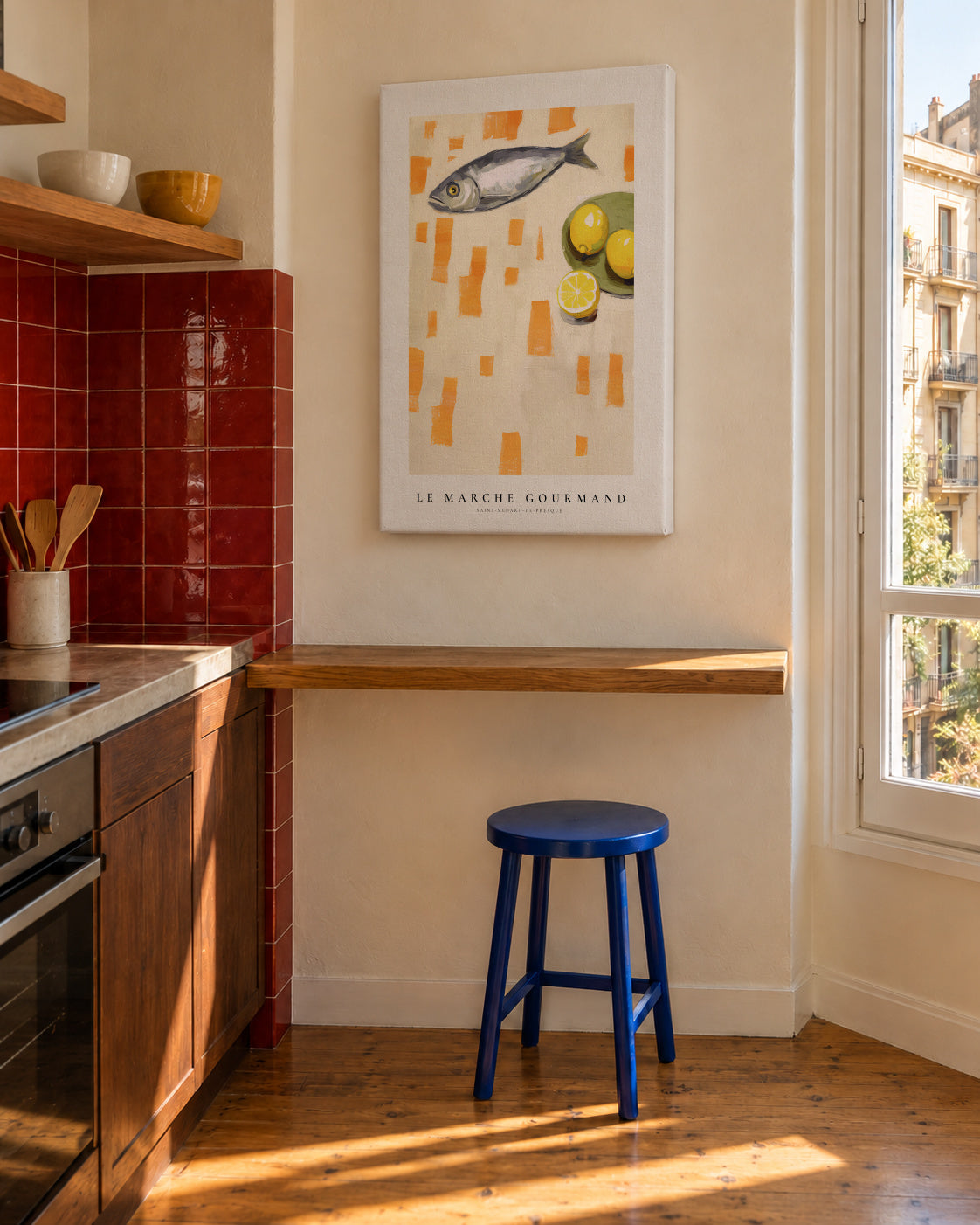 LE MARCHE GOURMAND- Fish Market - Unframed canvas in an interior