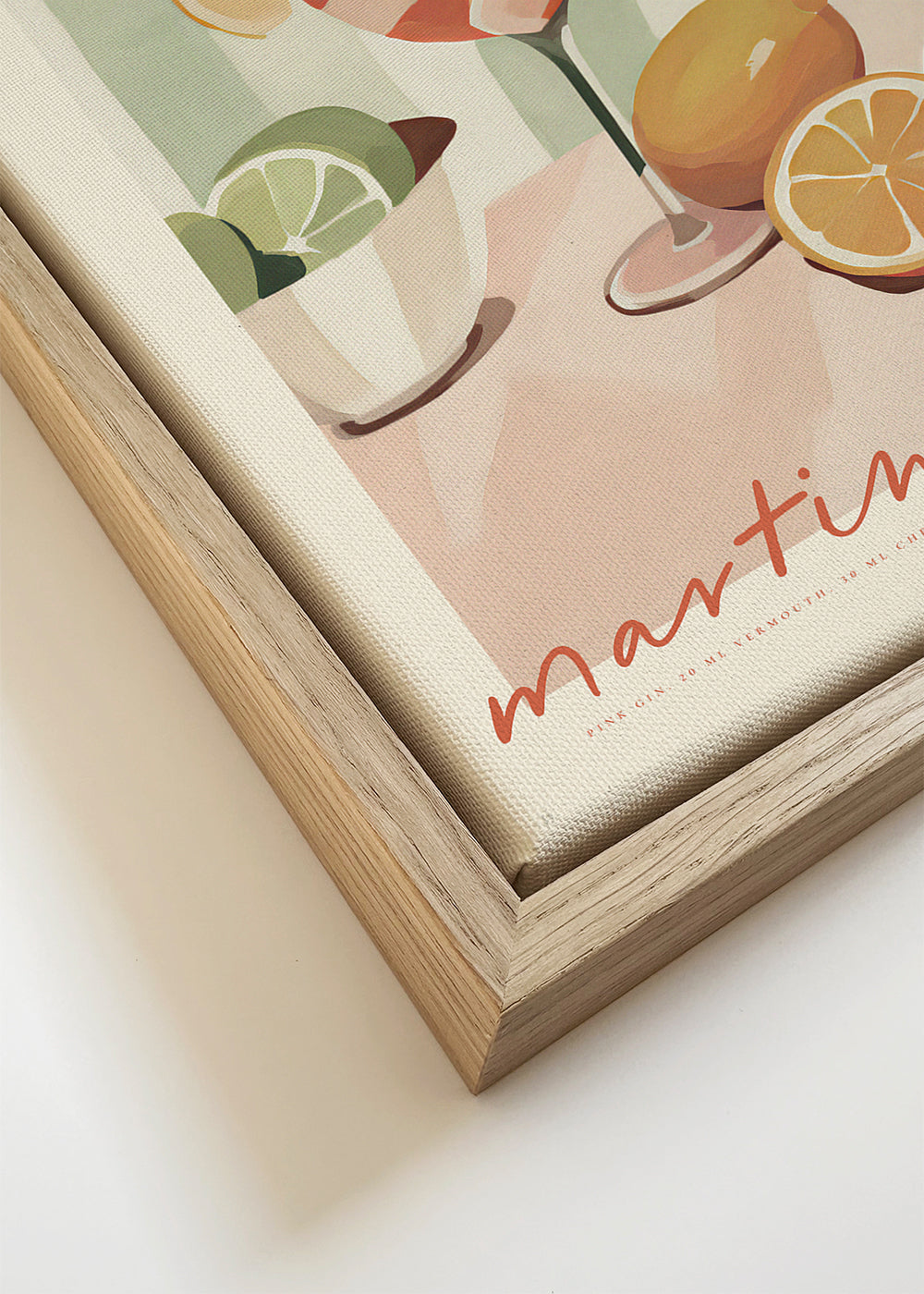 Keuken kunst Martini Rose geïllustreerde cocktail