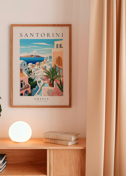 Reisposter Santorini kustzicht