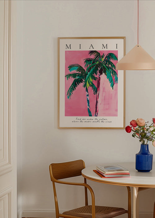 Illustratie Miami palmen op roze