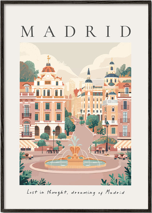 Stadsposter Madrid met fontein