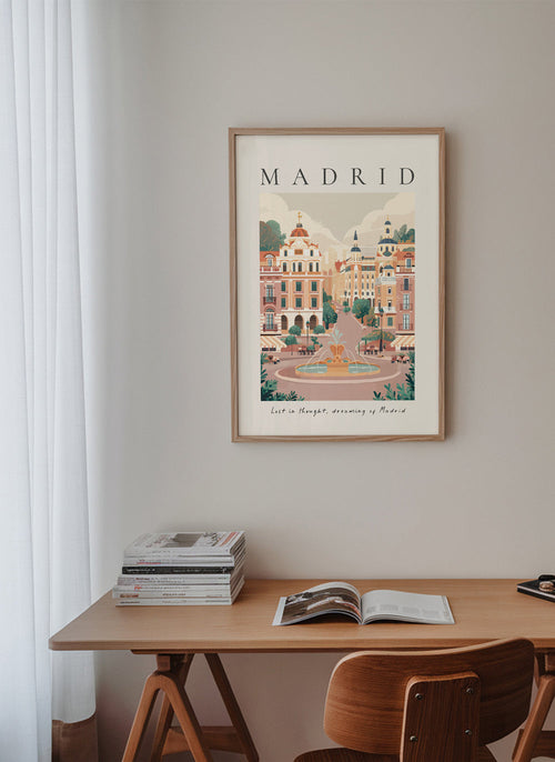 Stadsposter Madrid met fontein
