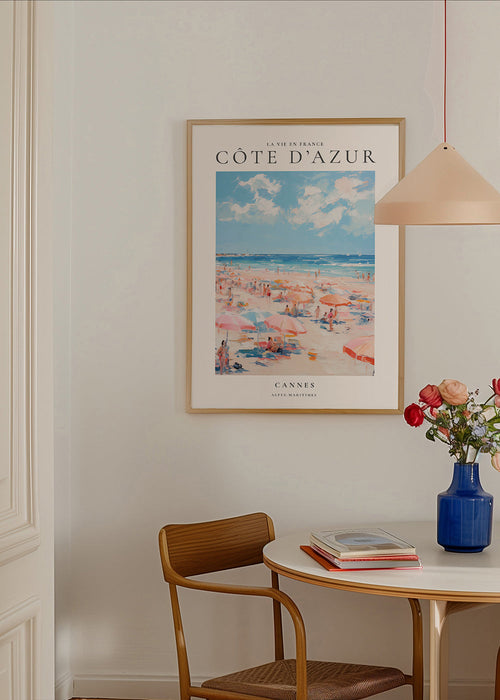 Reisposter Côte d'Azur: Cannes strandillustratie