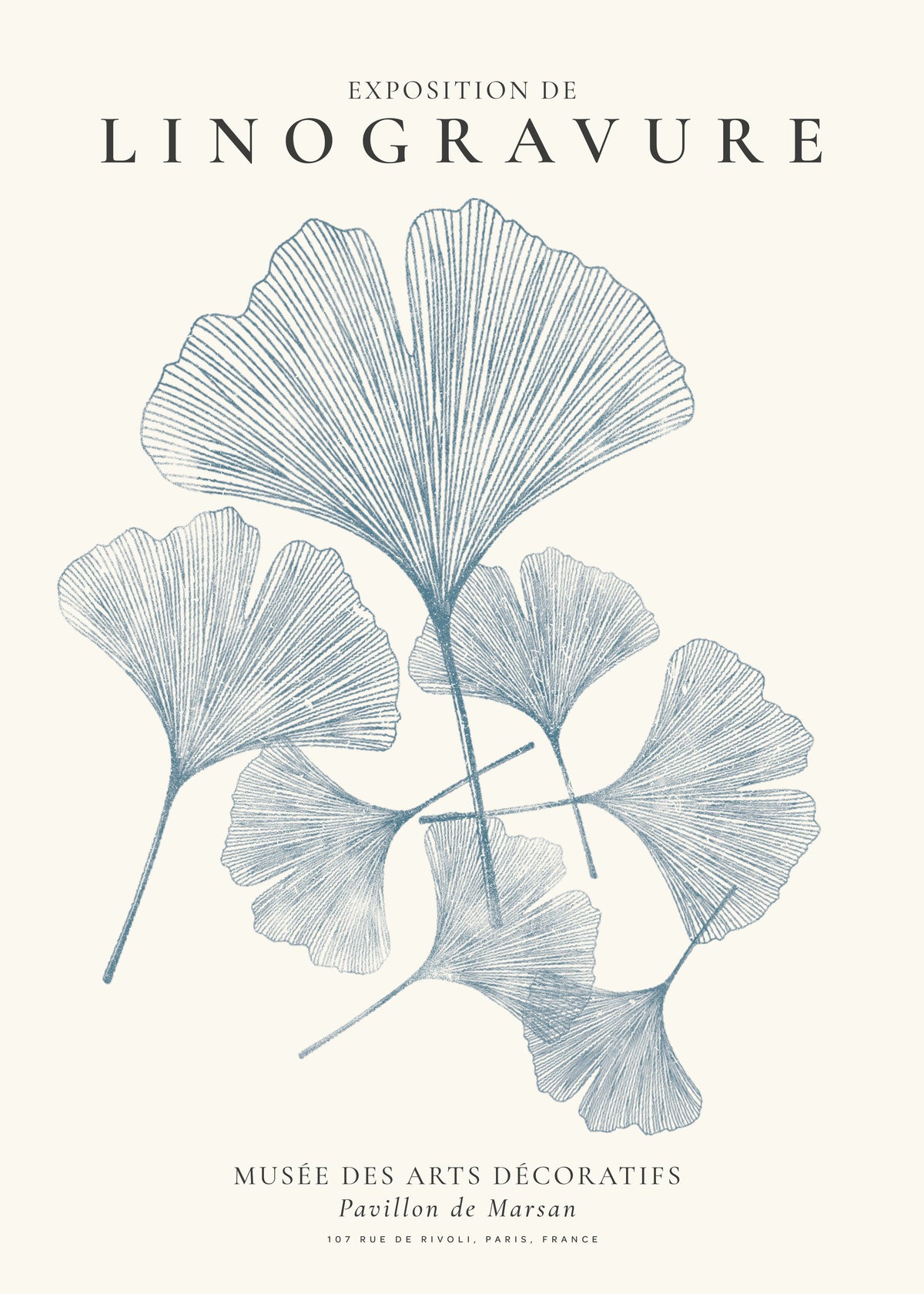 Exposition de linogravure, Ginkgo leaves - Unframed art print