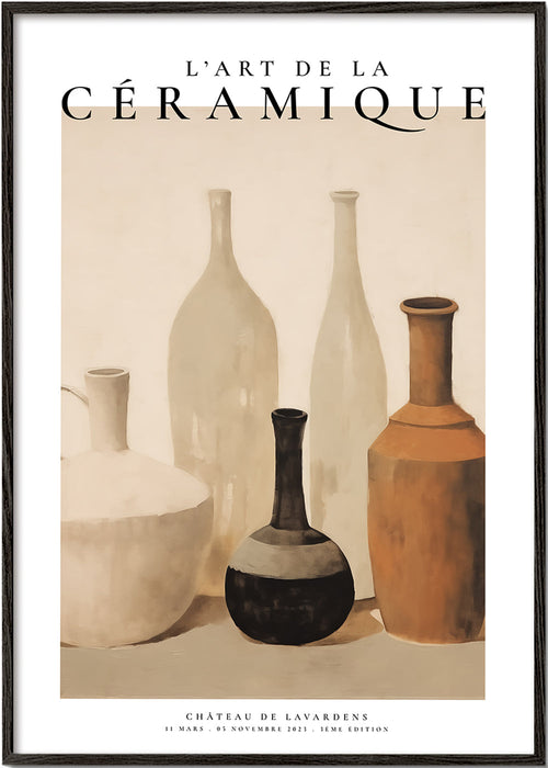 Vintage poster: keramische vazen in aardetinten