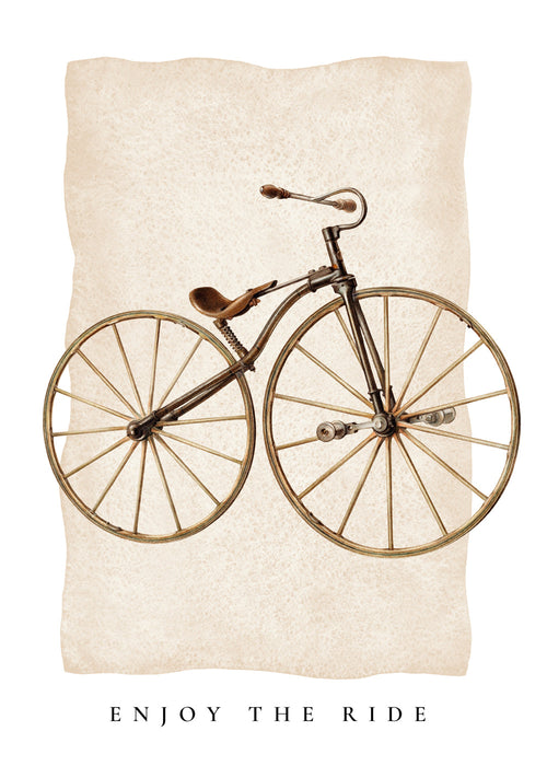 Vintage poster met oude fiets