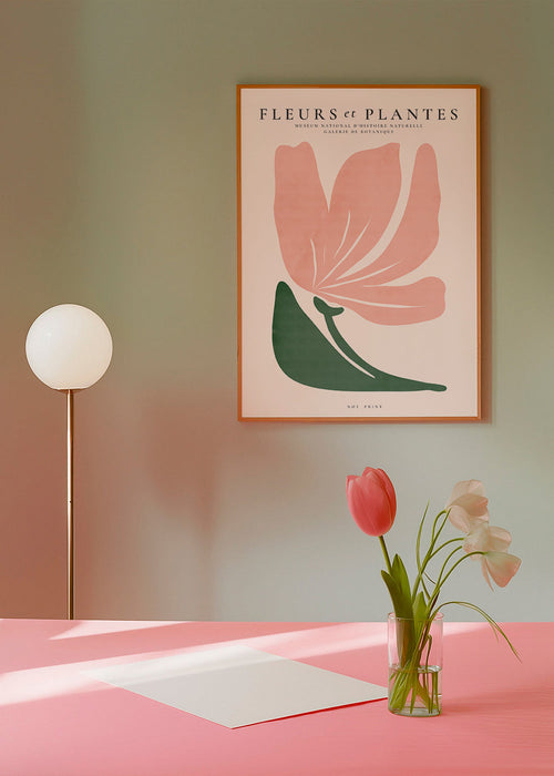Botanische poster roze en groen minimal