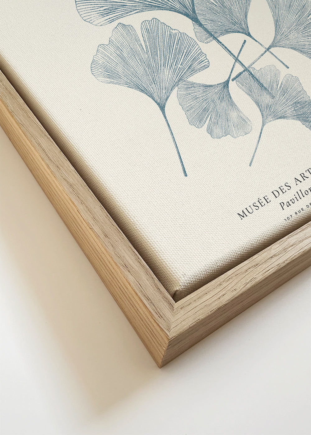 Botanische print Ginkgo linodruk in blauw