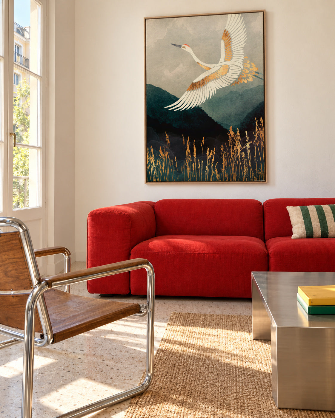Elegant Flight - Framed canvas in an interior