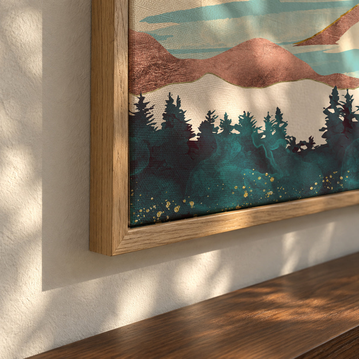 Lake Sunrise - Framed canvas detail