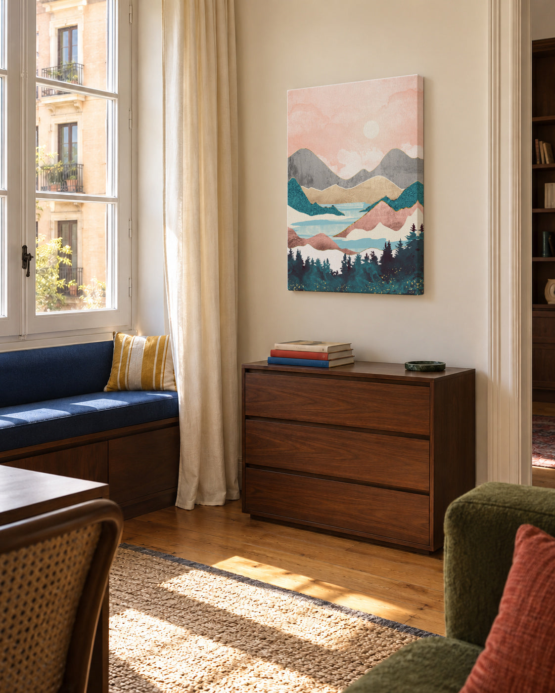 Lake Sunrise - Unframed canvas in an interior