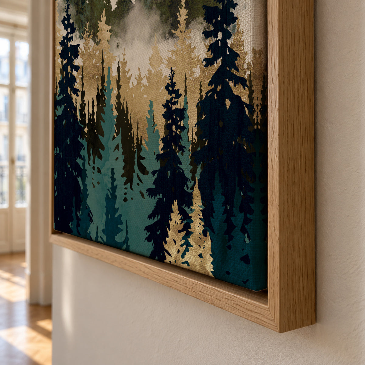Misty Pines - Framed canvas detail