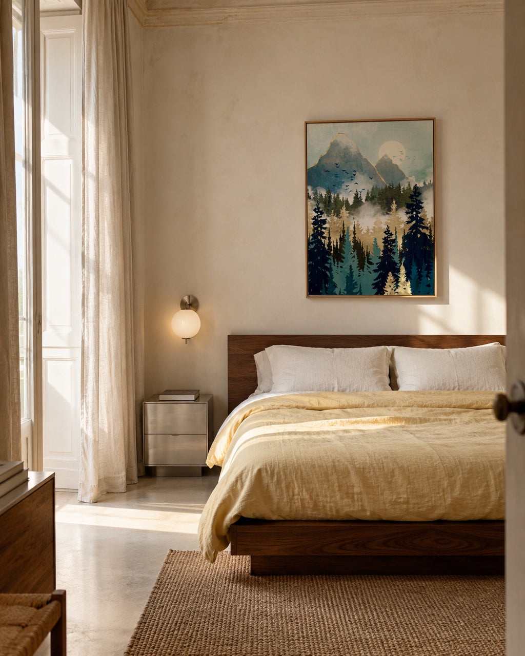 Misty Pines - Framed canvas in an interior